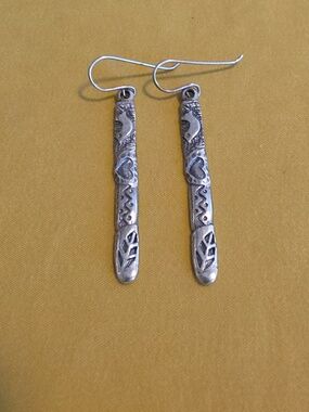 Sterling Silver Shablool Didae Long Bar Drop Earrings, Handcrafted in Israel.